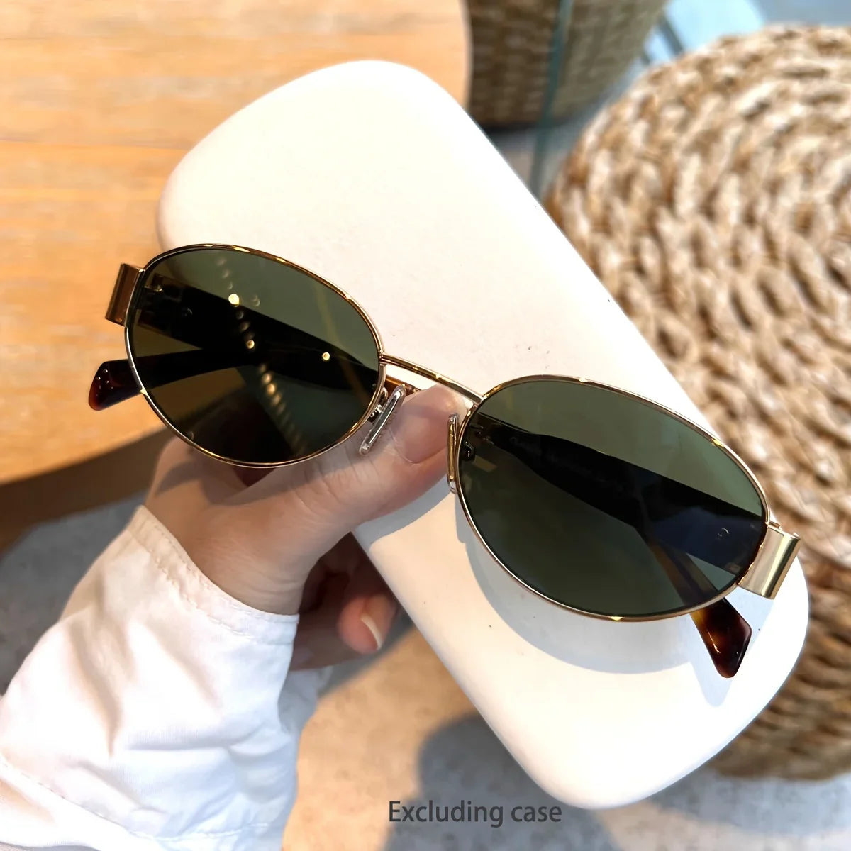 Trendy Oval Metal Sunglasses