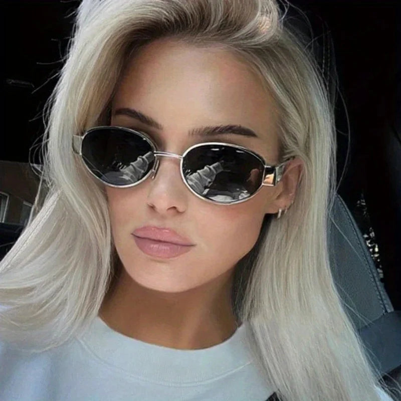 Trendy Oval Metal Sunglasses