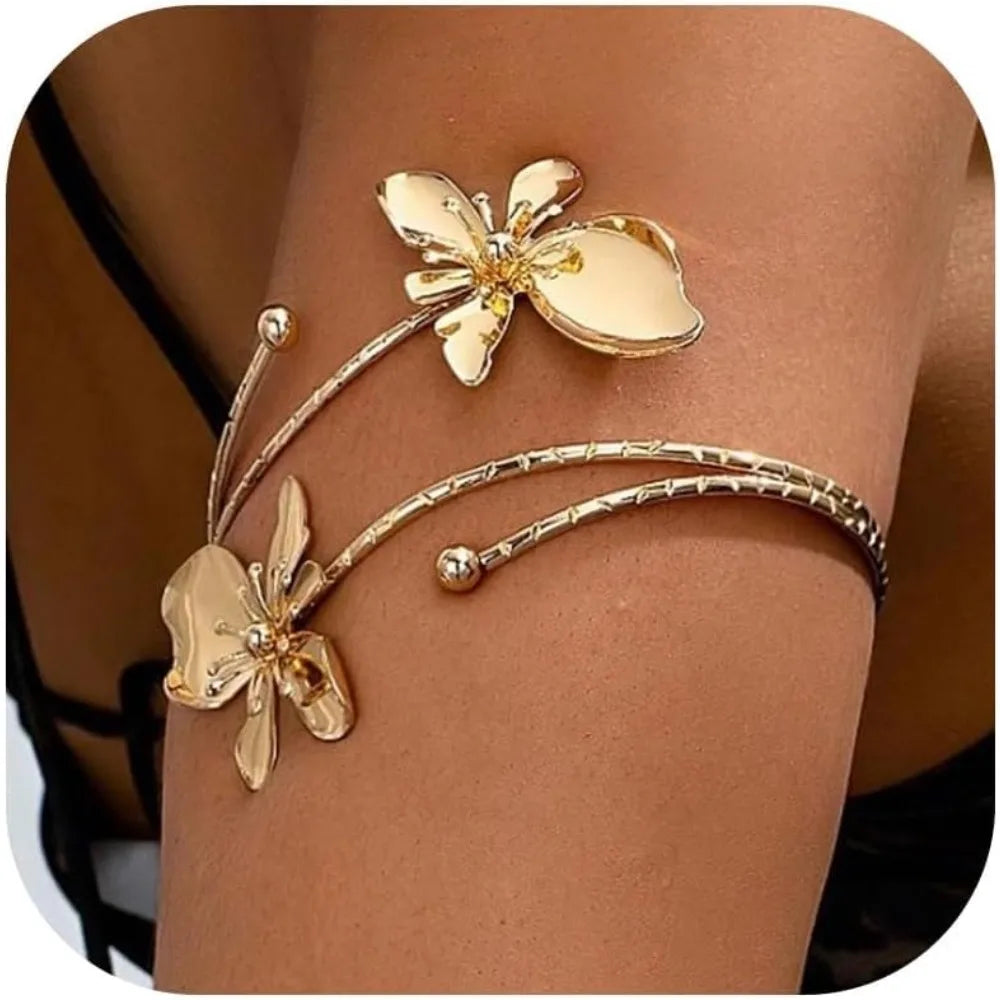 Elegant Gold Flower Arm Cuff