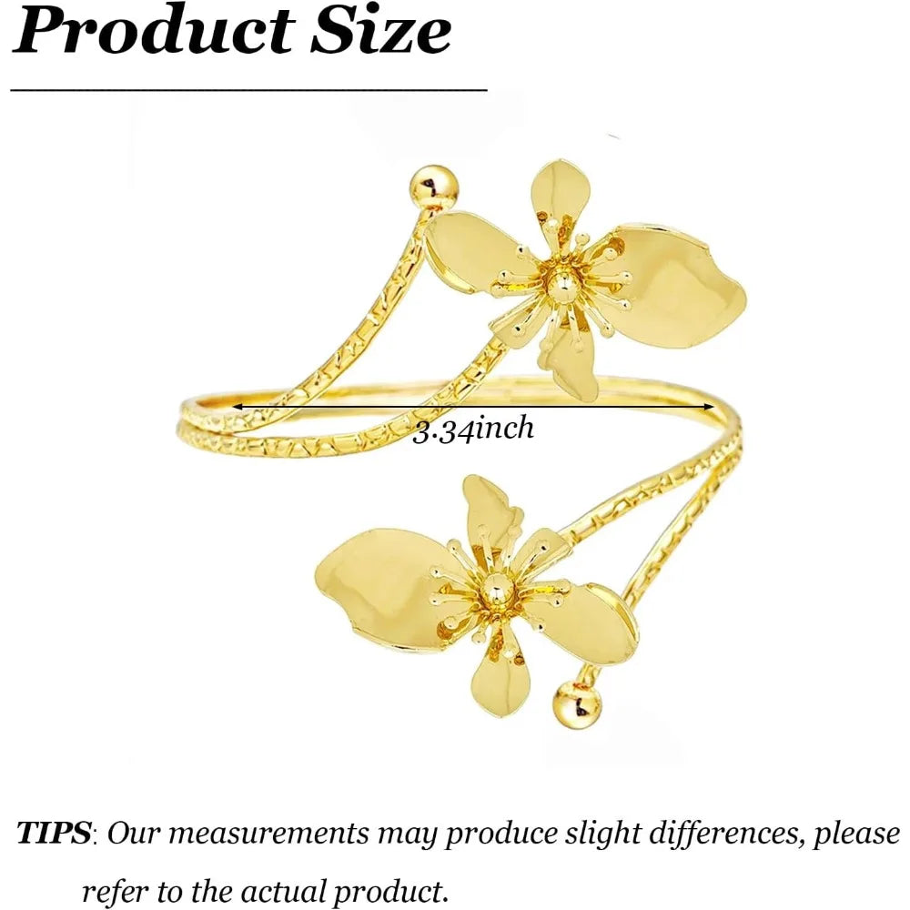 Elegant Gold Flower Arm Cuff